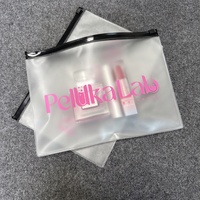 Pochette épaisse personnalisée tendance, sac en plastique à fermeture éclair, emballage cosmétique transparent, sacs à fermeture éclair en PVC transparent, sac à fermeture éclair mat givré