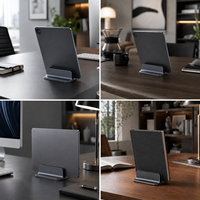 Nouveau support universel de bureau en aluminium anodisé OEM ODM pour tablette et téléphone, double fente, rangement vertical, logo personnalisé, directement de l'usine