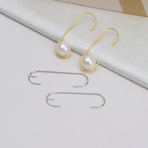 Aretes de Plata S925 con Forma de Sombrero Puntiagudo, Inspirados en Helados, con Perlas, Accesorios de Joyería DIY, Base para Joyería - Product Image 1