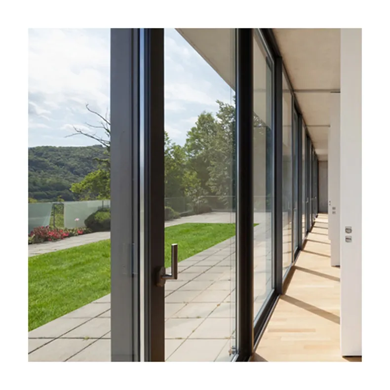 Porte coulissante en alliage d'aluminium et de verre à double couche avec trois cloisons de balcon de cuisine extrêmement étroites liées porte coulissante