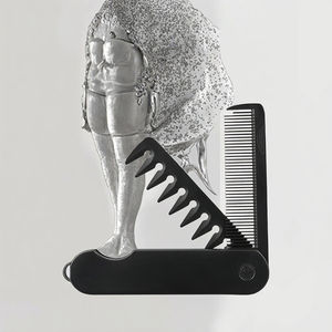 หวีพกพาพับได้แบบพกพาหวี2-in-1สำหรับผู้ชายใช้ในร้านเสริมสวยฟันซี่กว้างเครื่องมือทำความสะอาดเครา - Product Image 3