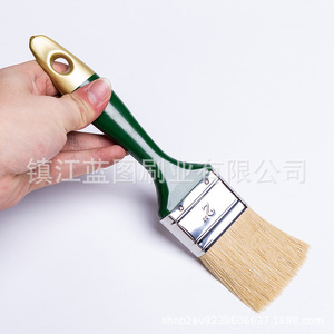 Pincel de cerdas de cerdo de 22 mm con mango verde para pintura en casa y manualidades - Product Image 2