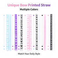 Pailles à brosse réutilisables écologiques imprimées vache mignonne, accessoires de bar en plastique imprimés couleurs pastel pour boissons quotidiennes et fêtes