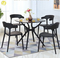 Mesas y Sillas de Plástico de Diseño Moderno para Cafetería, Silla de Comedor Colorida para Exteriores de Fábrica para Restaurantes y Parques