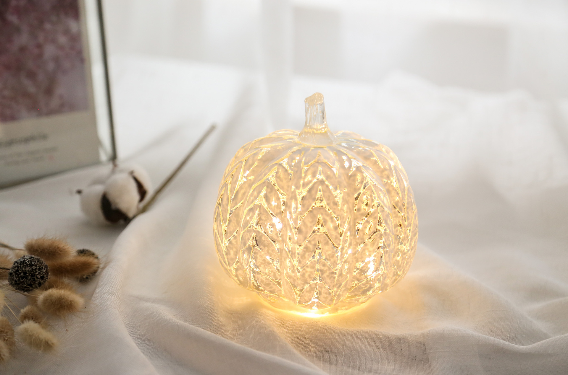 ハロウィン 大型 カボチャライト ガラス製 ガラス細工 照明 装飾 ハロウィン 大型 カボチャライト ガラス製 ガラス細工 照明 装飾