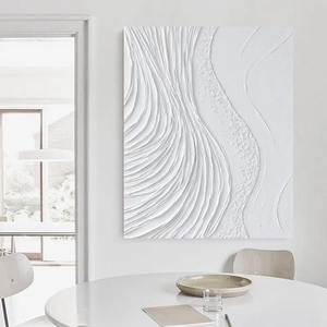 オリジナルアートホワイト3Dテクスチャキャンバス抽象的な壁アート重油ハンドメイド絵画ミニマリズムウォールペインティングリビングルーム用 - Product Image 2