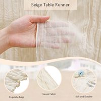 Chemin de table en gaze de polyester beige style bohème personnalisé, chemin de table rustique en toile de jute pour décorations de table de mariage et d'anniversaire