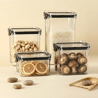 Vente en gros d'usine - Contenant de stockage de cuisine en plastique de qualité alimentaire, transparent, carré, scellé, de 1 à 2 L, pour les collations, les fruits secs, les céréales, les épices