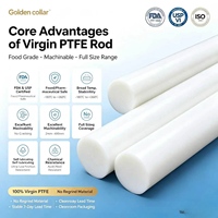 Barra Redonda de PTFE Virgen, Resistente a Altas Temperaturas y a Productos Químicos, para Cojinetes Deslizantes, Tiras Antidesgaste, Juntas, Sellos y CNC