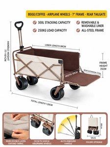 Carrito Plegable de Cuatro Ruedas para Exteriores, Carrito Pequeño para Niños, Carrito para Picnic y Campamento, Ruedas Giratorias, Ligero, para Viajes y Compras - Product Image 6