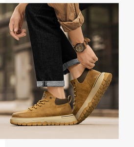 Nuevos Zapatos de Hombre Hechos a Mano de Ante Vacuno Nubuck de Color Sólido, Tendencia Retro Otoño 2026, Suela de Goma Gruesa para Exteriores, Casuales de Caña Baja - Product Image 2