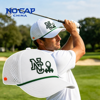 Casquette de golf et de baseball Nocapchina personnalisée à 5 panneaux, qualité supérieure, imperméable, perforée au laser, avec cordon et logo brodé sur mesure