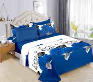 Ready to Ship 6 Pieces Printed Cotton Bed Sheet Set <strong>King</strong> <strong>Size</strong> Flat Fitted Sheet <strong>Pillowcases</strong> - Product Image 5