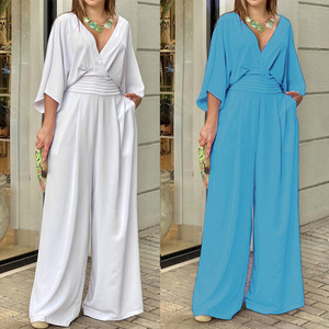 <span class=keywords><strong>Tuta</strong></span> Elegante da Donna <span class=keywords><strong>con</strong></span> Scollo a V e Maniche a Pipistrello, Nuova Collezione Primavera 2026, Stile Europeo-Americano, per il Commercio Transfrontaliero - Product Image 2