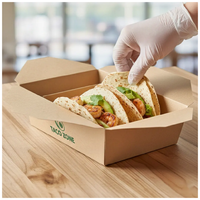 Boîte alimentaire en papier kraft de 1000 ml avec fenêtre transparente, étanche, pour plats à emporter, présentoir alimentaire, logo personnalisé, vente en gros