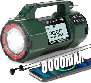 Radio meteorológica portátil de manivela de emergencia de 50000mAh, linterna de manivela solar y manual de 5000mAh y Sirena SOS, Radio Meteorológica NOAA/AM/FM - Product Image 1