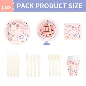 DAMAI New Customized Design Geometric Theme <b>Disposable</b> Dessert Dinner Paper Plates Cups Napkin Tableware Set for Party Supplies - Product Image 6