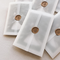 Pochette translucide en vélin pour carte d'invitation, enveloppe personnalisée avec logo, sceau de cire, emballage en papier pour mariage, cadeau d'affaires
