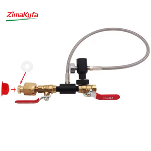 Adaptateur de recharge de CO2 avec tuyau tressé en acier de 24 pouces pour grand réservoir de dioxyde de carbone W21.8 pour le remplissage de bouteilles G1/2 - Product Image 3