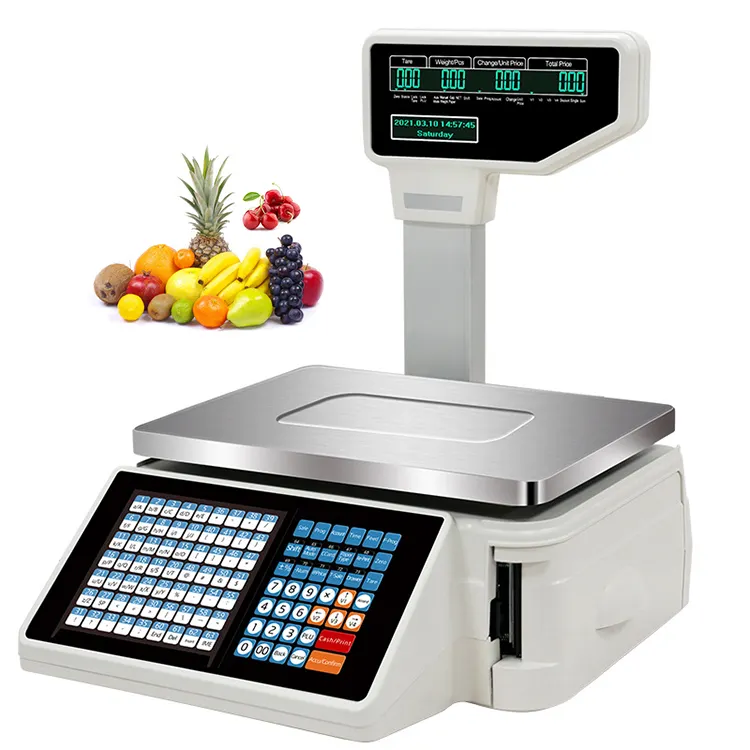 2023 il più recente rilascio intelligente bilancia elettronica per alimenti frutta etichetta stampante bilancia bilancia digitale per macelleria