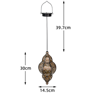 Décorations extérieures marocaines étanches en métal Lampes solaires suspendues vintage Lanterne solaire décorative de jardin extérieur - Product Image 3