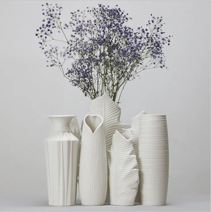 Nordic style home decor table vase living room bedroom white ceramic vase for dining