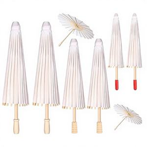Grandes ventes : Parapluies en papier naturel en bambou faits à la main, parapluies de mariage vietnamiens, manche en bois blanc, accessoires de photographie rustiques, bébé - Product Image 1