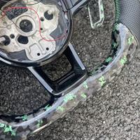 Volant en cuir vert avec fibre de carbone et LED pour modèles VW Golf 7/7.5/R Passat GTI Polo