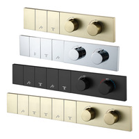 Mitigeur de douche thermostatique WEIHAO en or brossé à 5 fonctions avec commande indépendante, débit d'eau réglable, panneau de douche encastré