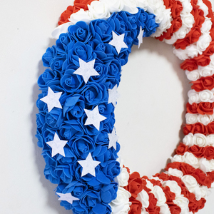Yêu Nước tăng vòng hoa, July 4th mùa hè mềm cảm ứng bọt tăng vòng hoa cửa trước, handmade memorial day nhân tạo vòng hoa - Product Image 3