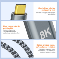 Cable de Carga Rápida Syong USB4.0 8K60Hz Tipo-C Macho a Tipo-C Hembra con Trenzado de Nailon, Compatible con Laptop, Mesa y Monitor