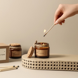 Bougies parfumées de luxe <span class=keywords><strong>en</strong></span> pot de verre, marque privée, coffret cadeau d'aromathérapie 60g, parfum oriental <span class=keywords><strong>bois</strong></span>é pour cadeaux d'entreprise - Product Image 2