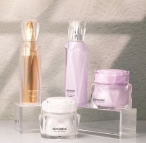 Ensemble cosmétique rose de luxe, flacon en plastique de 50 ml, emballage de soin de la peau de 50 g, pots à crème cosmétique en acrylique - Product Image 3