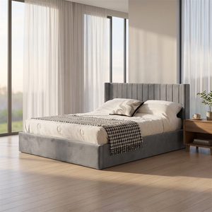 <span class=keywords><strong>Lit</strong></span> King Size capitonné <span class=keywords><strong>de</strong></span> luxe au design européen avec tête <span class=keywords><strong>de</strong></span> <span class=keywords><strong>lit</strong></span> rembourrée et revêtement en tissu - Product Image 3