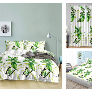 Günstige Polyester Vorhang Bettwäsche Bettdecken Sets Luxus Bettlaken Bettwäsche-Sets 6pc 8pc 10pc 12pc - Product Image 5