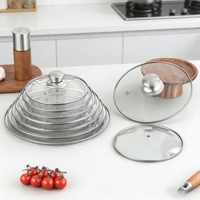Couvercle en verre trempé de style C résistant aux chocs avec bordure solide pour différentes tailles de casseroles et poêles