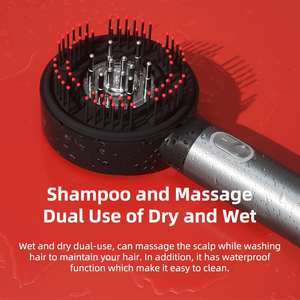 Venta al por mayor inteligente eléctrico amasado 3-1 terapia de luz roja aplicador de aceite para el cabello y cepillo masajeador del cuero cabelludo para el crecimiento del cabello - Product Image 6