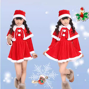 Children Christmas Costume <b>Santa</b> Outfit Red Dress With Hat For Girls Performance Wear - Product Image 1