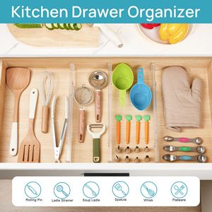 Diviseurs de tiroirs en plastique PP, lot de 4, <span class=keywords><strong>pour</strong></span> bijoux et vêtements de bébé, organisateur de couverts de cuisine, facile à installer - Product Image 4