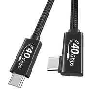USB4 en forma de L 40G USB C Cable cargador PD240 vatios 5A carga rápida Coaxial calidad chaqueta de nailon trenza ángulo recto para cámaras