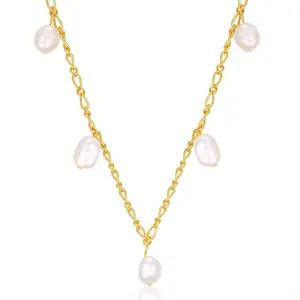 Модное ювелирное изделие колье ожерелье стерлингового серебра 925 нерегулярные пресноводный жемчуг позолоченное ожерелье для женщин