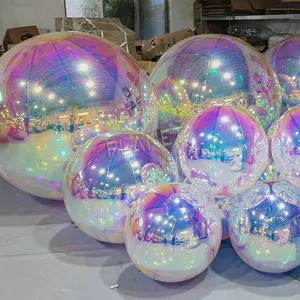 彩虹色悬挂球体浮动广告镜球聚氯乙烯充气镜气球巨人