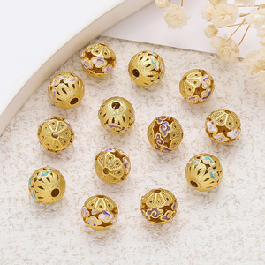 Perles en cuivre creuses motif nuage porte-bonheur, rondes avec trou traversant, pour la fabrication de bracelets, accessoires de bijoux DIY, vente en gros - Product Image 4