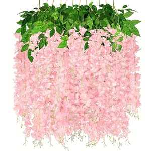 Branches de fleurs artificielles en soie glycine violette faites à la main, 110 cm, décoration suspendue pour la maison, le jardin et Thanksgiving - Product Image 1