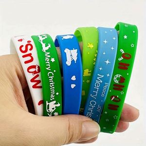 Christmas Bracelet Printed Cartoon Pattern Holiday Party <b>Creative</b> Silicone Wristband Custom Logo - Product Image 3