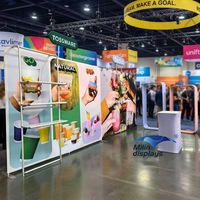 Équipement d'exposition pour salons professionnels : Stands publicitaires, toiles tendues en aluminium, toiles de fond et vitrines pour événements