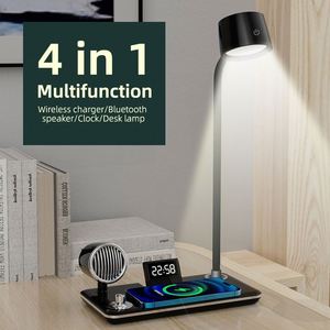 Bán buôn kim loại LED bàn đèn với nhiệt độ đồng hồ sạc không dây cho người tiêu dùng điện tử - Product Image 5