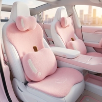 Housse de siège de voiture en polyester peluche Apple Happiness, ensemble complet, motif dessin animé, hiver, 12 pièces, protection pour Golf Civic arrière, rouge rose