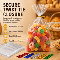 Bolsas de Embalaje para Regalos de Dulces y Chocolates, Impresas Personalizadas al por Mayor, de Calidad Alimentaria, Transparentes, de Celofán BOPP, para Pan, con Lazos de Cierre y Cartón