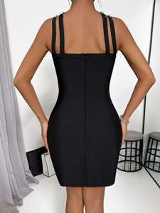 بيع بالجملة فستان نسائي مزاجه أنيق للنساء ضمادة فستان شبكي كتف مرصع تنورة راقية فستان سهرة حفلة موسيقية - Product Image 6